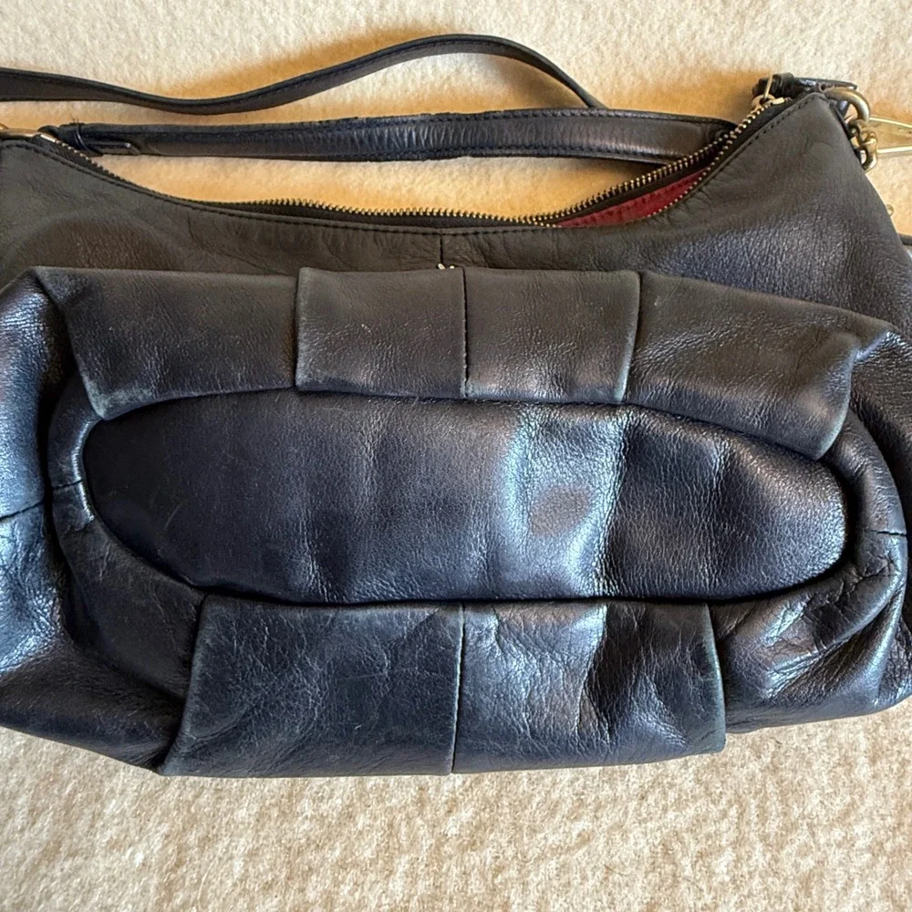 Coach Black Leather Crossbody Hobo Shoulder Bag Designer‎ Purse Handbag